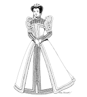 A coloring page of renaissance clothing